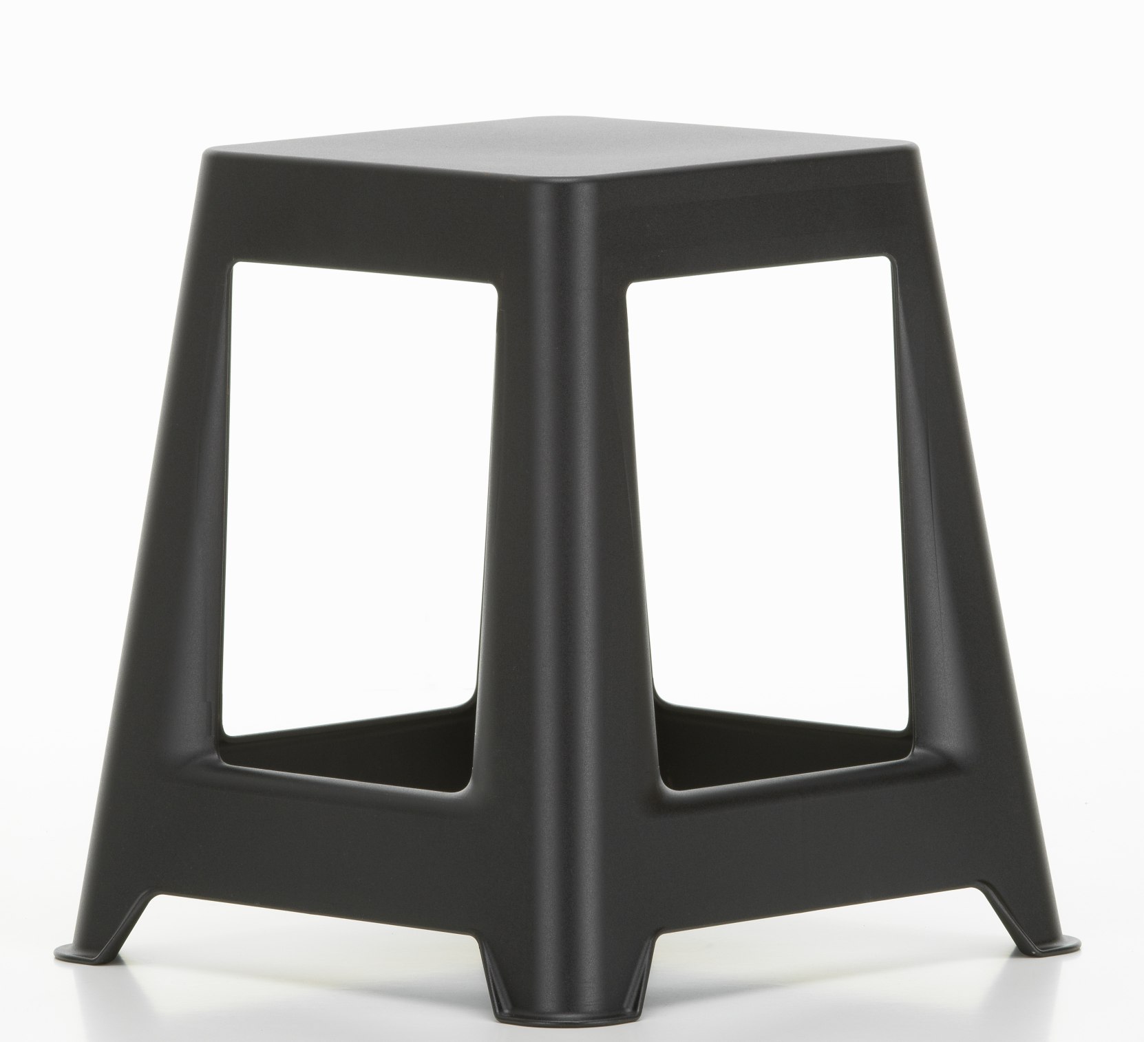 Dunkler Chap Hocker von Vitra: Moderner, minimalistischer Hocker aus robustem Kunststoff für Wohnen und Büro.