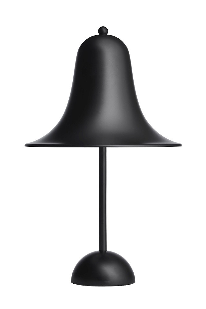 Schwarze Pantop Tischleuchte von Verpan mit glockenförmigem Lampenschirm und minimalistischem Design. Moderne Tischlampe für Wohnzimmer und Schlafzimmer.