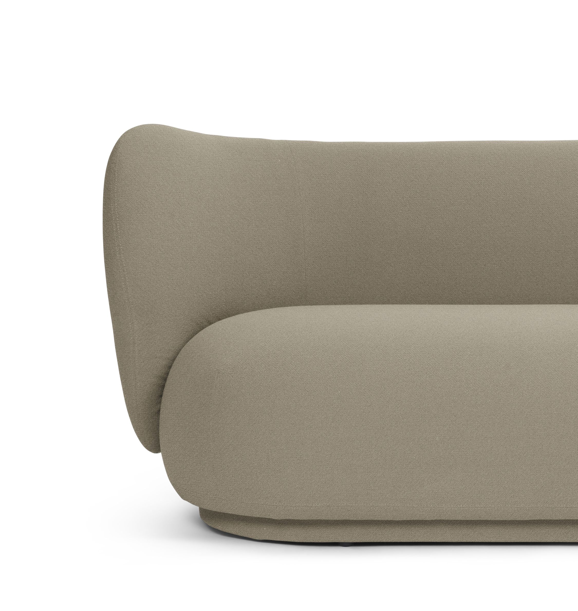 Detailaufnahme des Rico Sofas von Ferm Living, ein modernes 3-Sitzer Sofa in Beige.