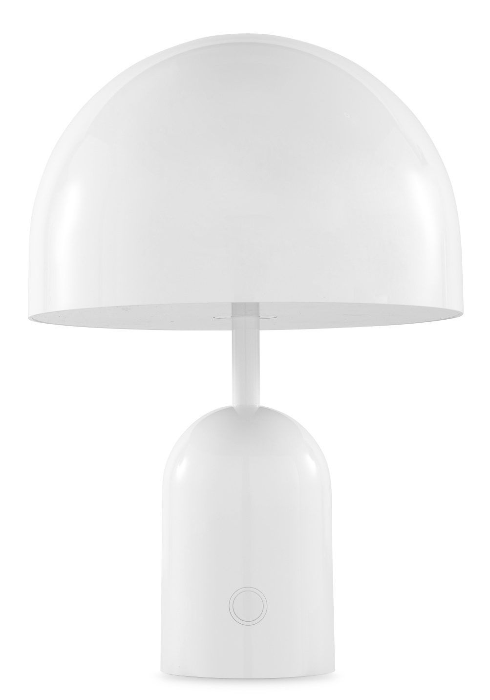 Weiße Bell Portable LED Tischleuchte von Tom Dixon: Moderne Akkuleuchte für den Innenbereich.