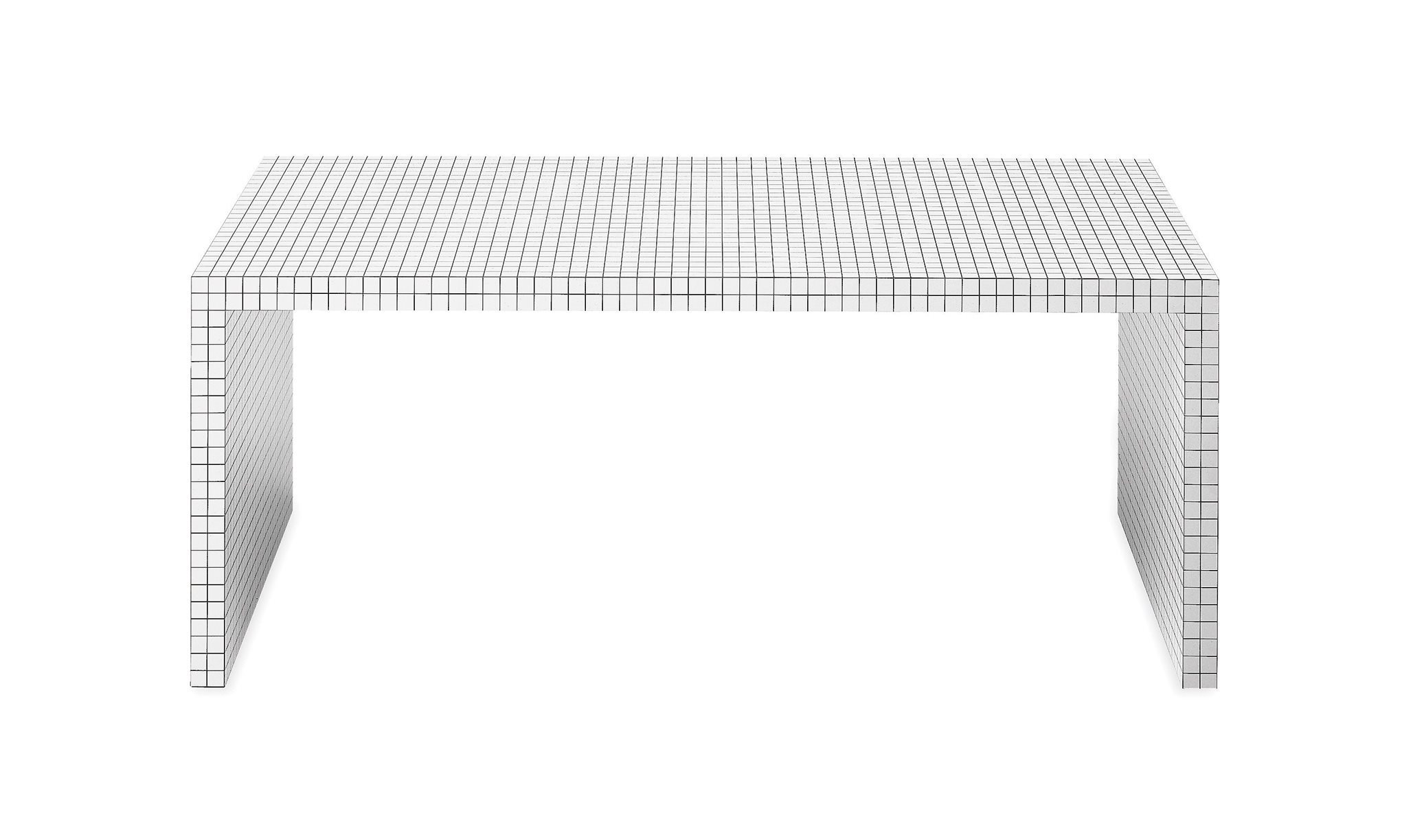 Quaderna Schreibtisch mit quadratischem Rastermuster, moderner Design Schreibtisch für Büro und Arbeitszimmer.