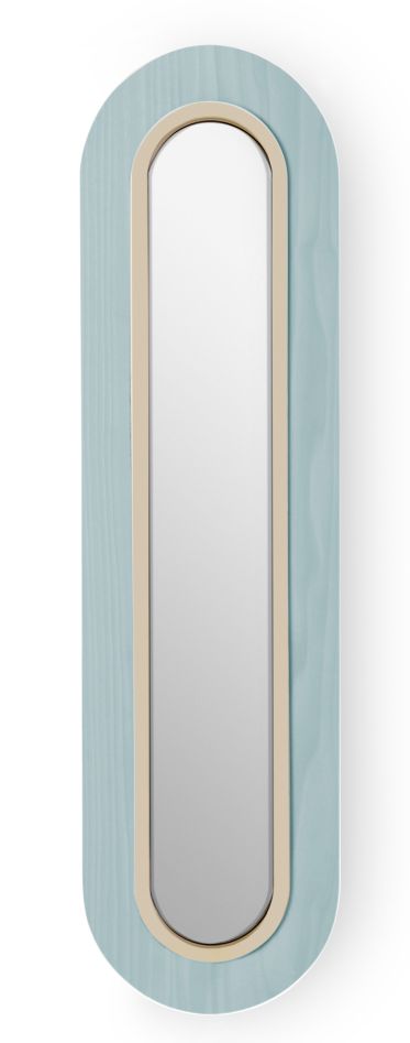 Lens LED Wandleuchte von LZF Lamps, oval, meeresblau, mit elfenbeinweißem Metallring.