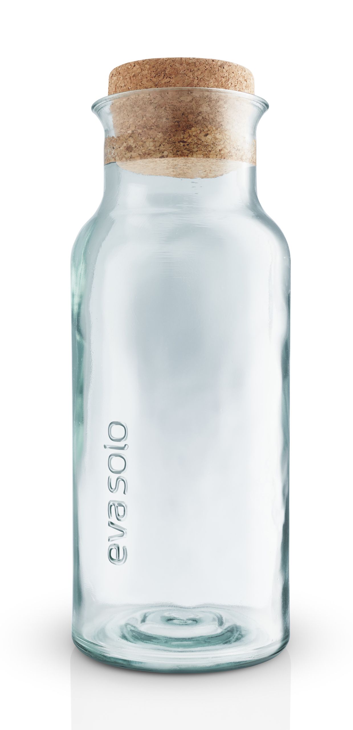 Eva Solo Glaskaraffe 1l mit Korkverschluss. Recycelte Karaffe für Wasser, Saft oder Wein.