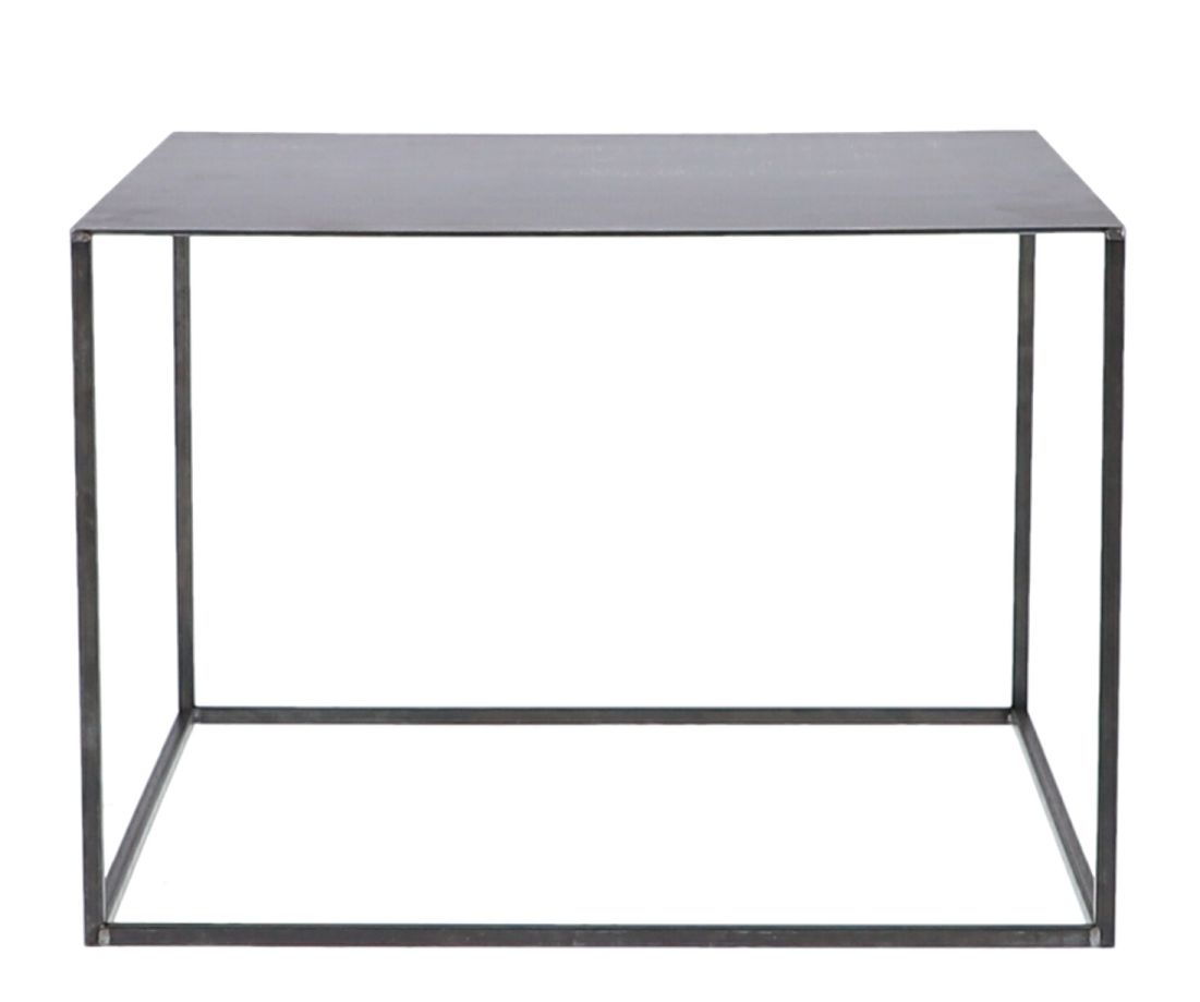 Puristischer, grauer Jan Kurtz Beistelltisch aus Metall, minimalistisches Design für Wohnzimmer und Schlafzimmer.