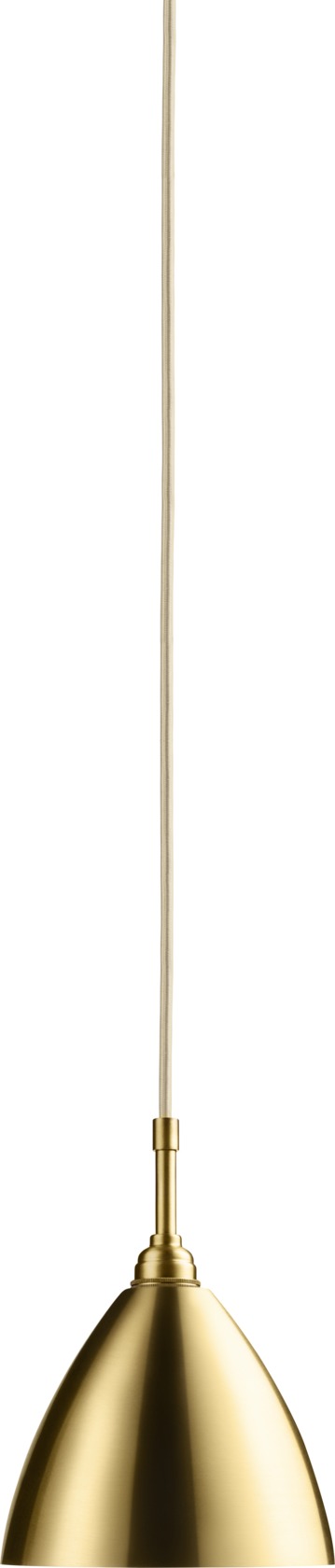 Bestlite Pendelleuchte in Messing von Gubi: Detailaufnahme der Hängelampe mit Textilkabel.