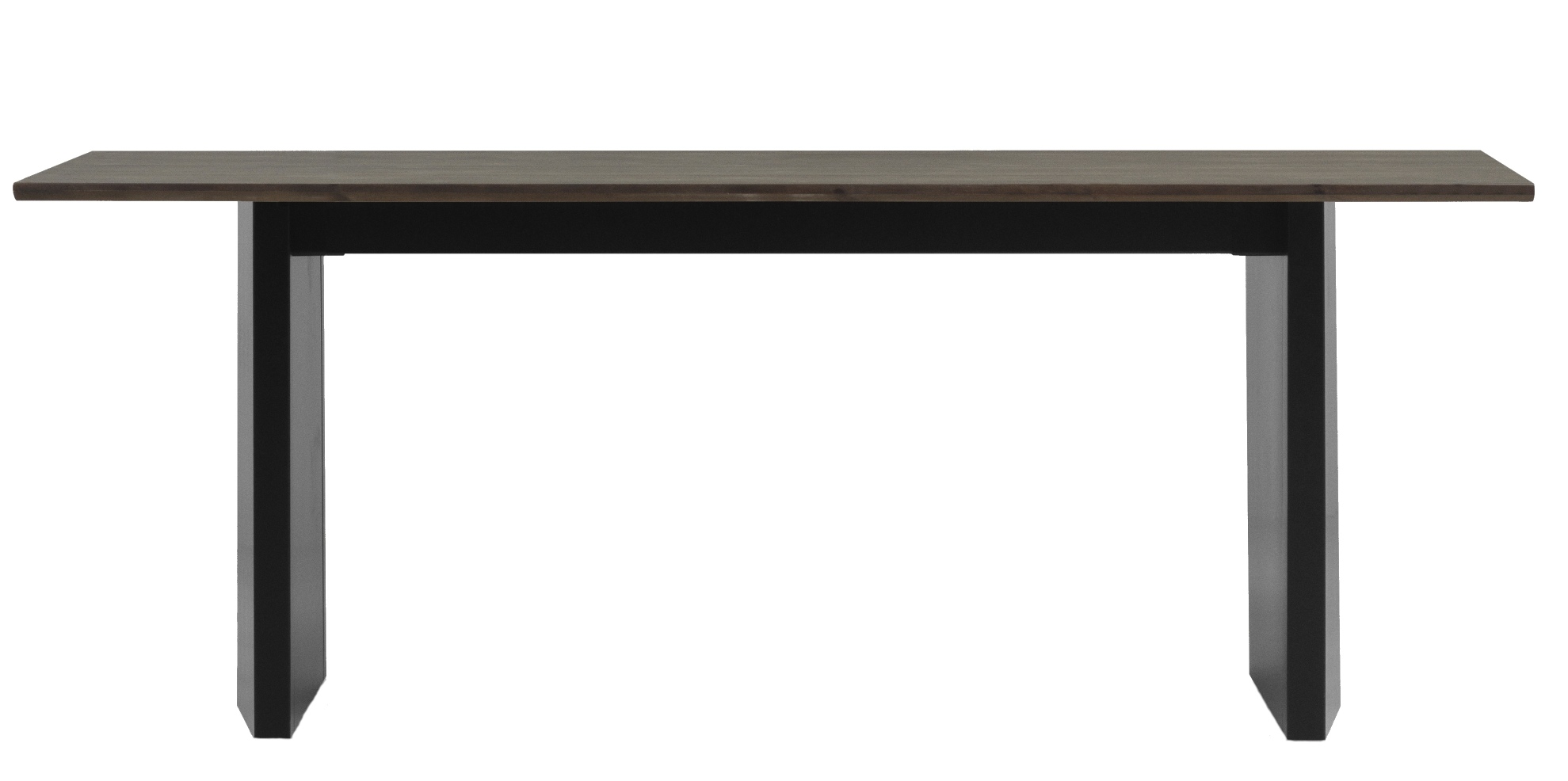 Panel Tisch / Esstisch von Normann Copenhagen, 200x90 cm, mit dunkler Holzplatte und schwarzen Beinen.