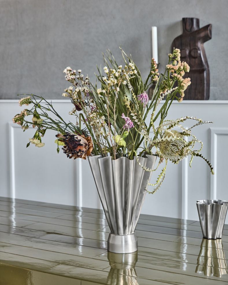 Vase HDFlood Schmal Gebürstetes Silber-Finish house doctor