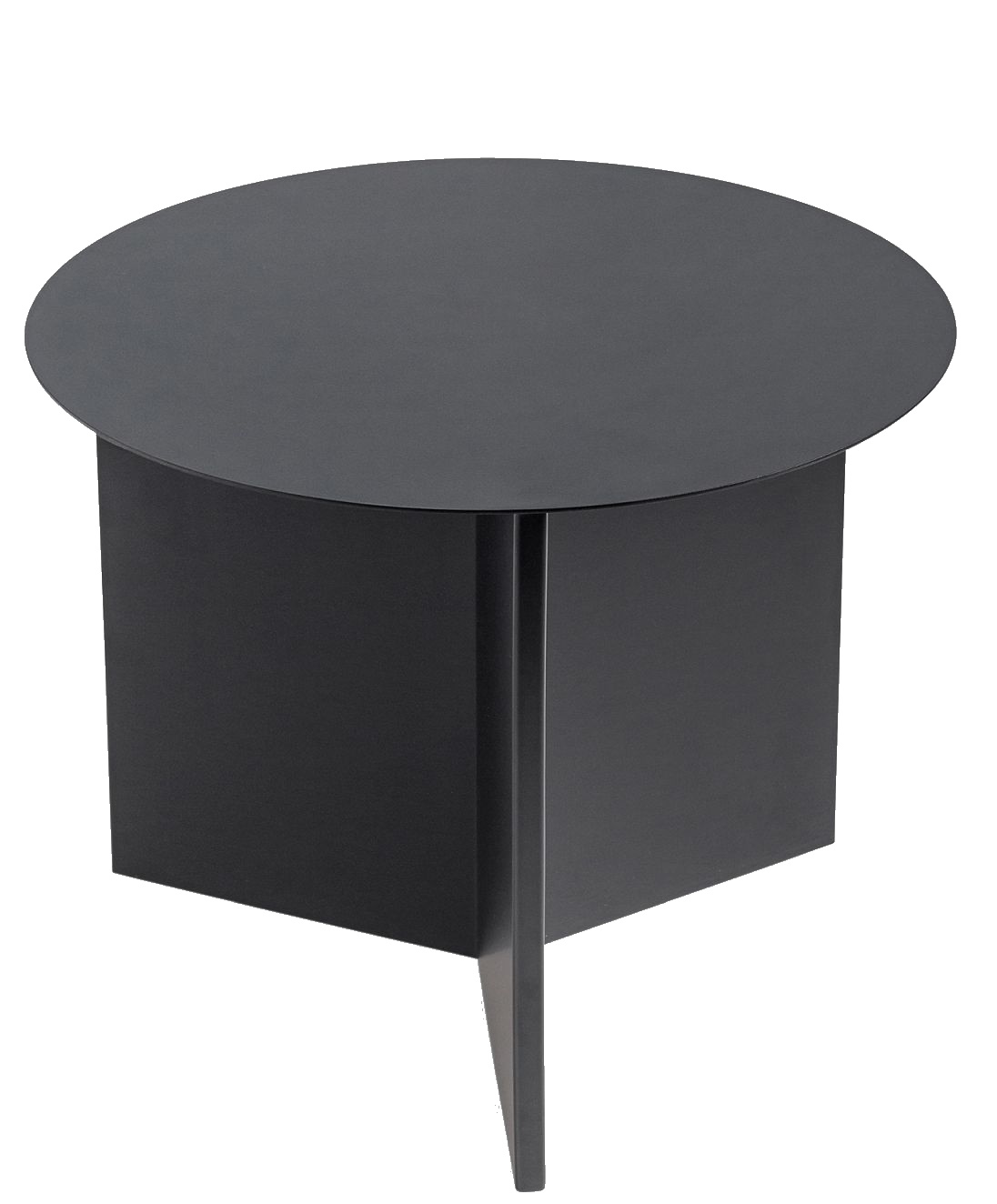 Schwarzer Slit Table Round Beistelltisch von Hay, runder Tisch mit minimalistischem Design und Metallgestell.