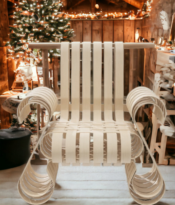 Klubsessel Power Play von Knoll International: Moderner Sessel aus hellem Holz mit geschwungenen Armlehnen.