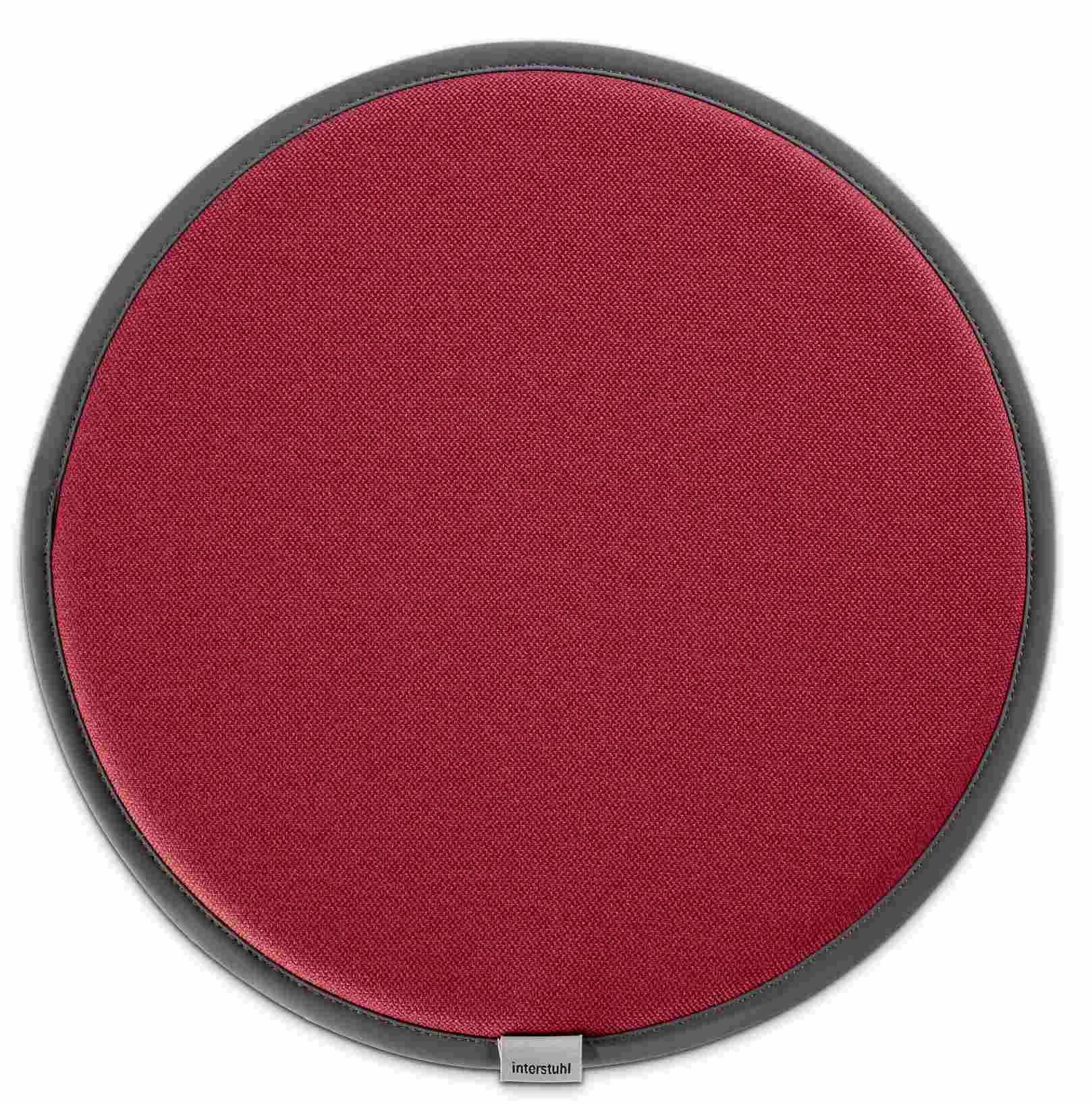 Rotes Sitzkissen für Interstuhl Up Hocker, rund, Textilbezug, bequeme Sitzgelegenheit.