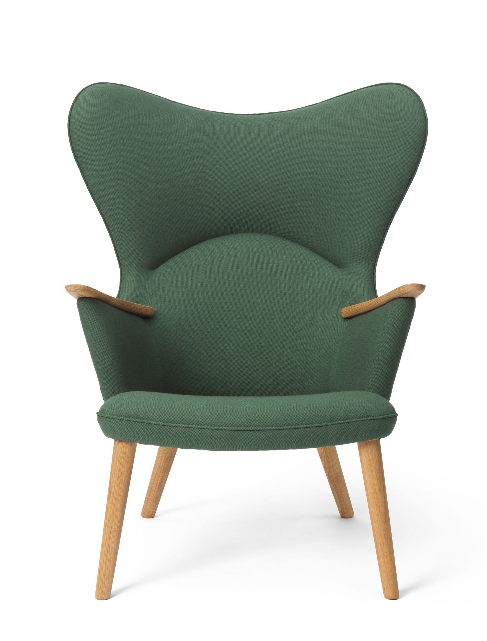 Grüner CH78 Mama Bear Sessel von Carl Hansen & Søn mit Holzbeinen.