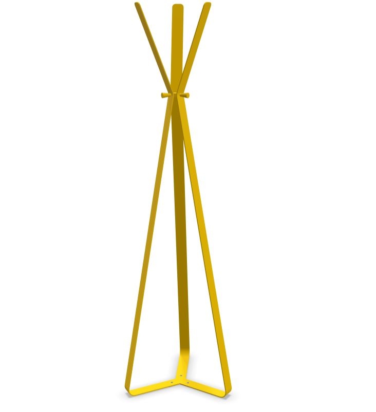Gelbe Bend Standgarderobe von Cascando: Moderne Garderobe für Büro und Zuhause, freistehend.