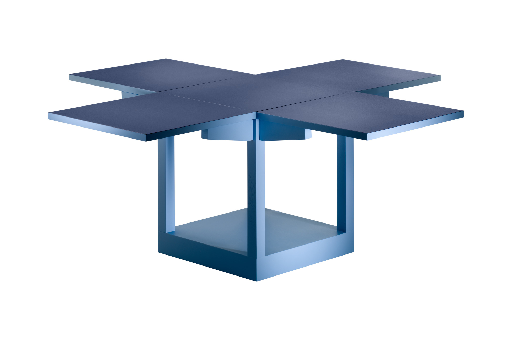 Blauer K10N Klapptisch auf Rollen im Bauhaus Stil, moderner Beistelltisch für Wohnzimmer.