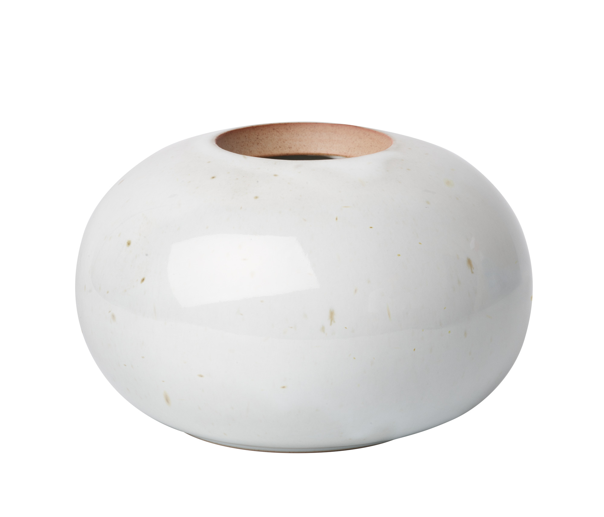 Weiße Fritz Hansen Vase aus Keramik, runde Form, modernes Design für Wohnzimmer Dekoration.