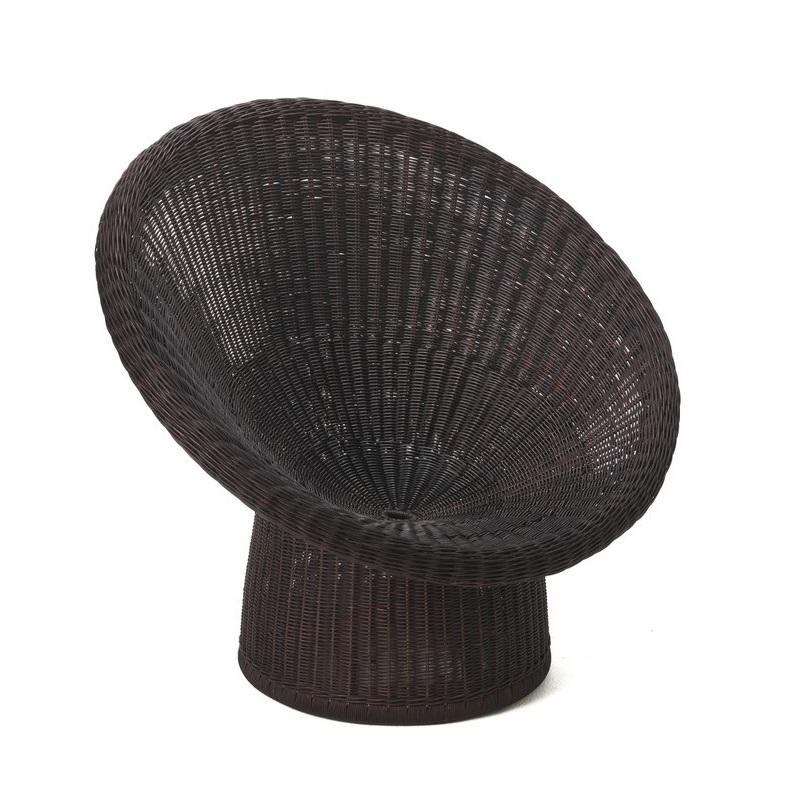 Brauner E10 Rattansessel von Richard Lampert: Moderner Korbsessel für Wohnzimmer und Garten.