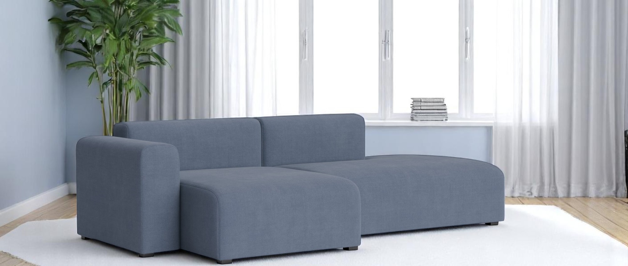 Mags Sofa in warmgrauem Stoff: Modernes 2,5-Sitzer Sofa mit Armlehne links für Wohnzimmer.