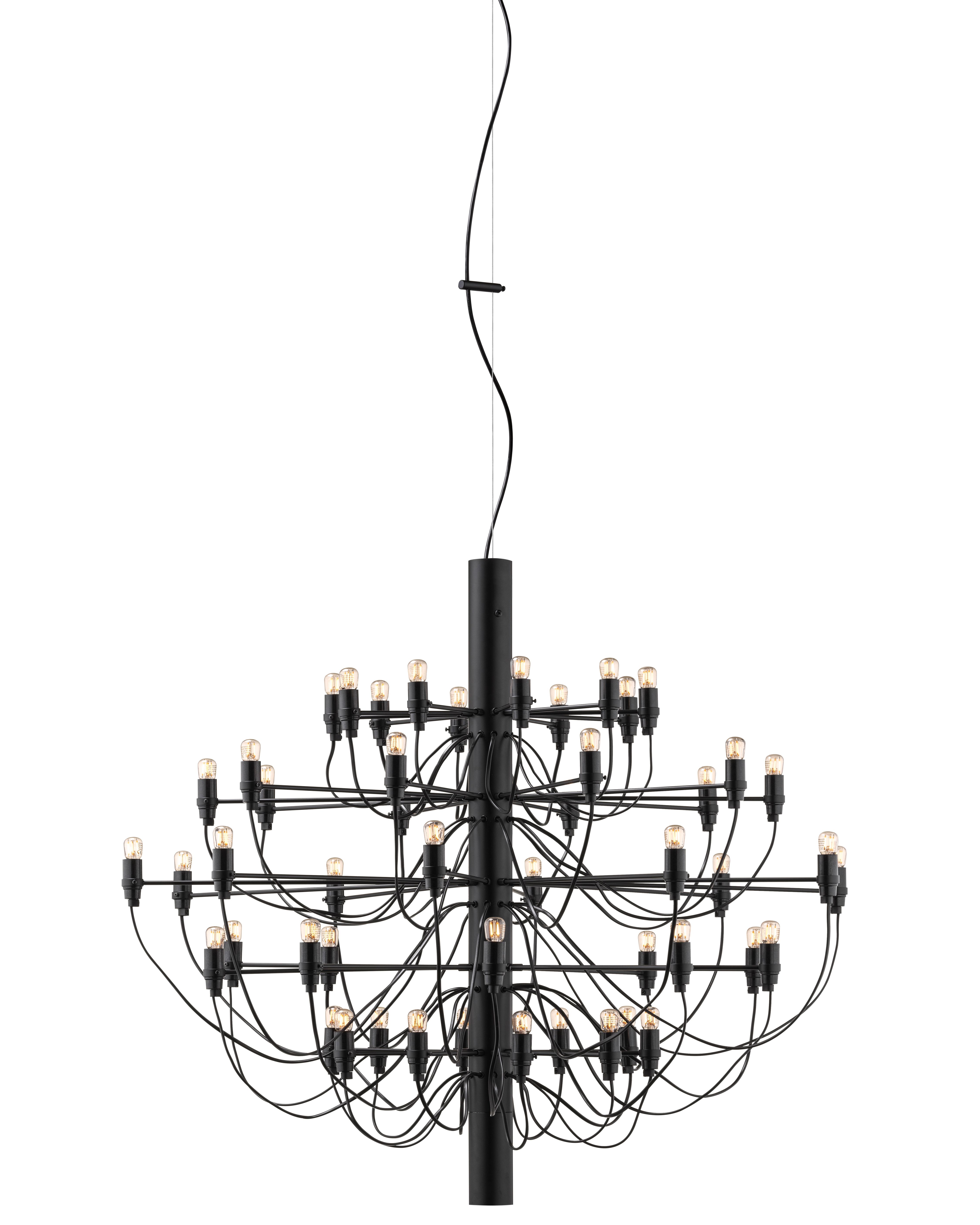 2097/50 Kronleuchter Schwarz mit klaren Glühbirnen Flos