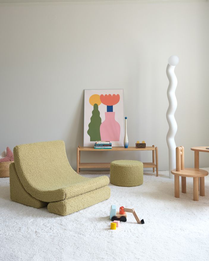 Mond Kindersessel Teddystoff Matcha Wigiwama