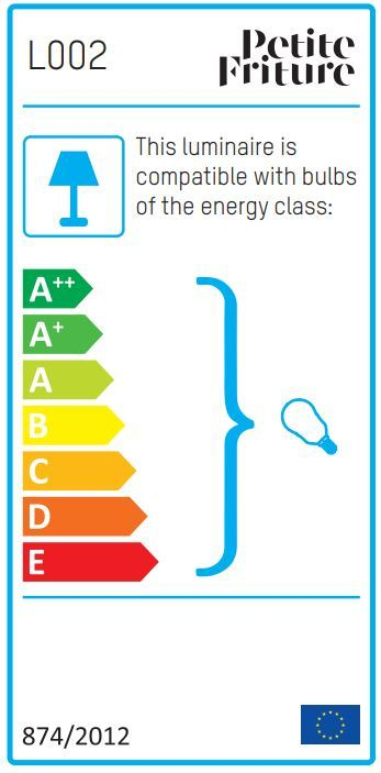 Energieeffizienzlabel für Petite Friture Vertigo Pendelleuchte, kompatibel mit Leuchtmitteln der Energieklassen A++ bis E.