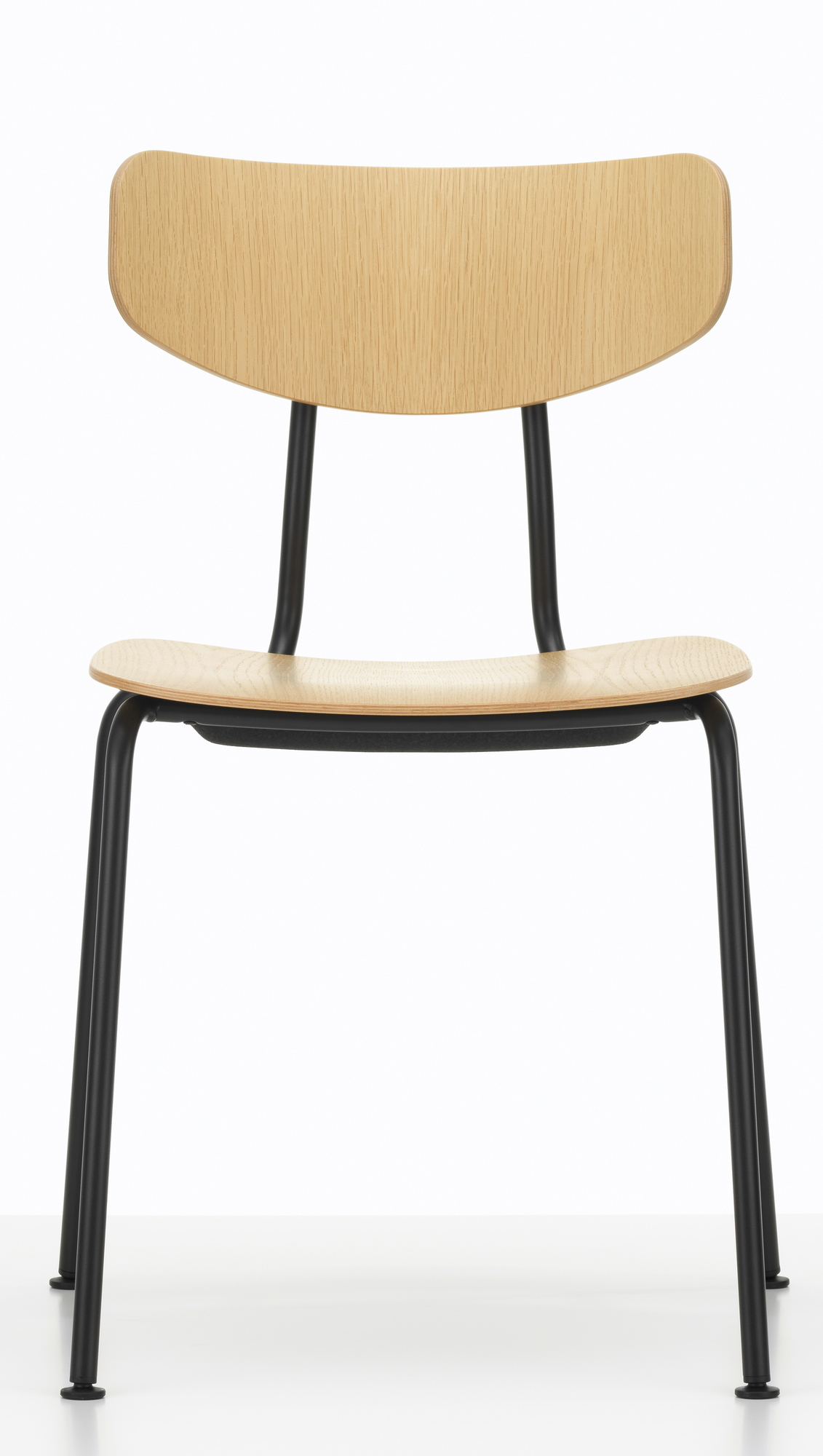 Vitra Moca Stuhl: Holzstuhl mit schwarzem Metallgestell, moderner Designstuhl für Esszimmer und Büro.