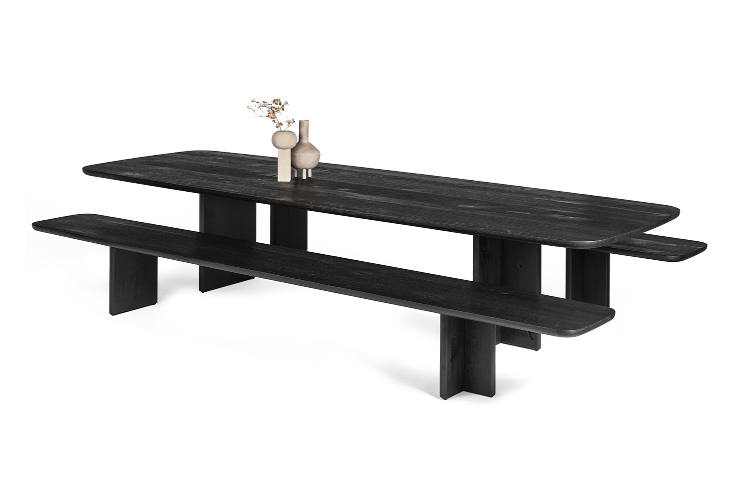 BC17 T-Rox Tisch rechteckig Esstisch Janua Eiche geköhlt (Ton schwarz) Stein Infinity / B 220 x T 90 x H 75 cm