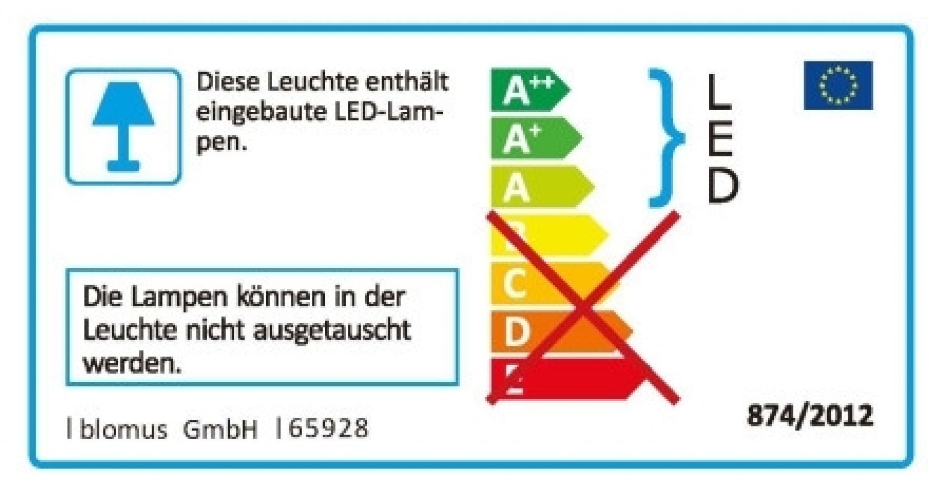 Ani Mobile LED Tischleuchte weiß Blomus: Energieeffizienzlabel mit fest verbauten LEDs.