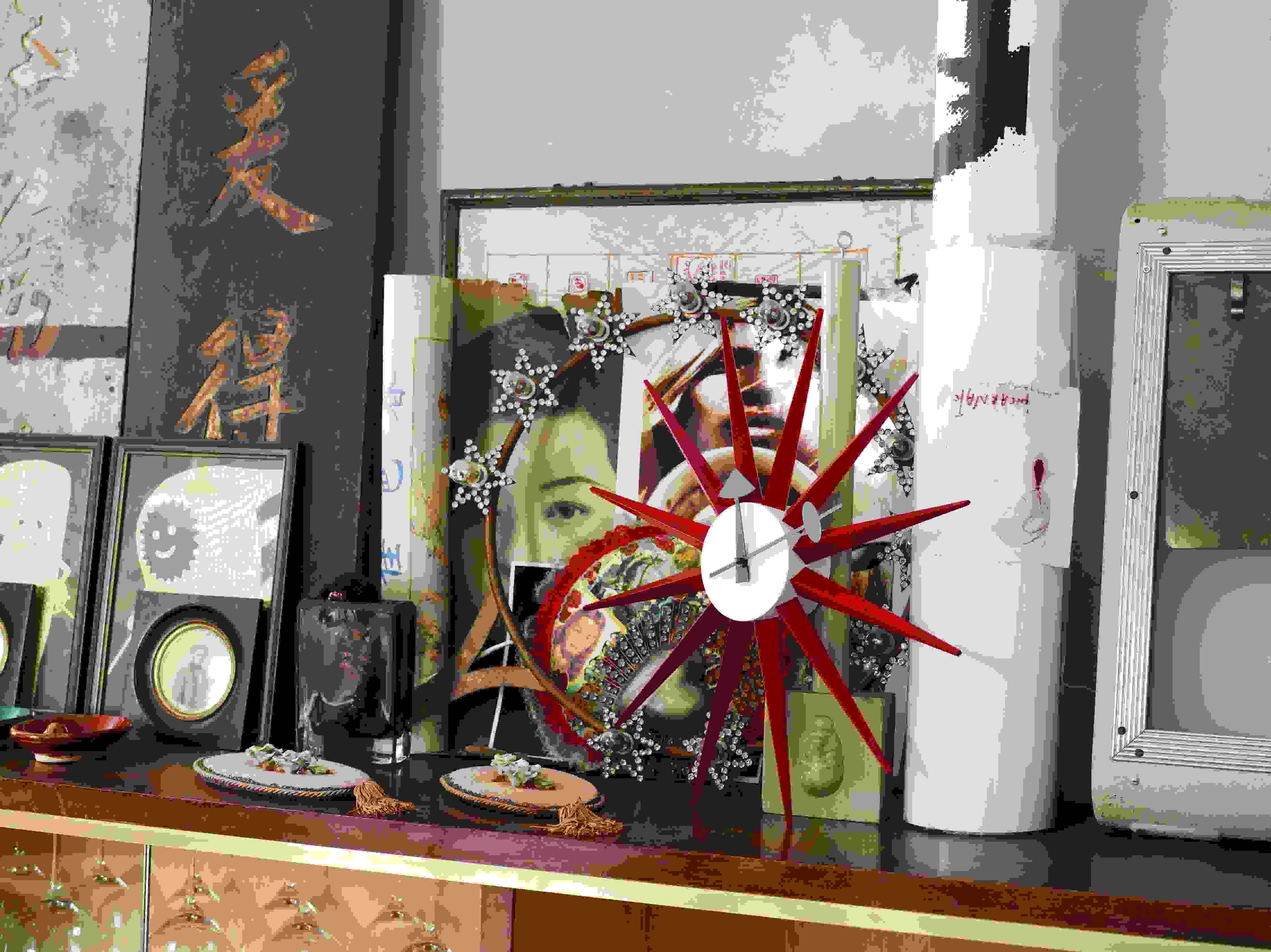 Sunburst Clock Wanduhr - rot Vitra