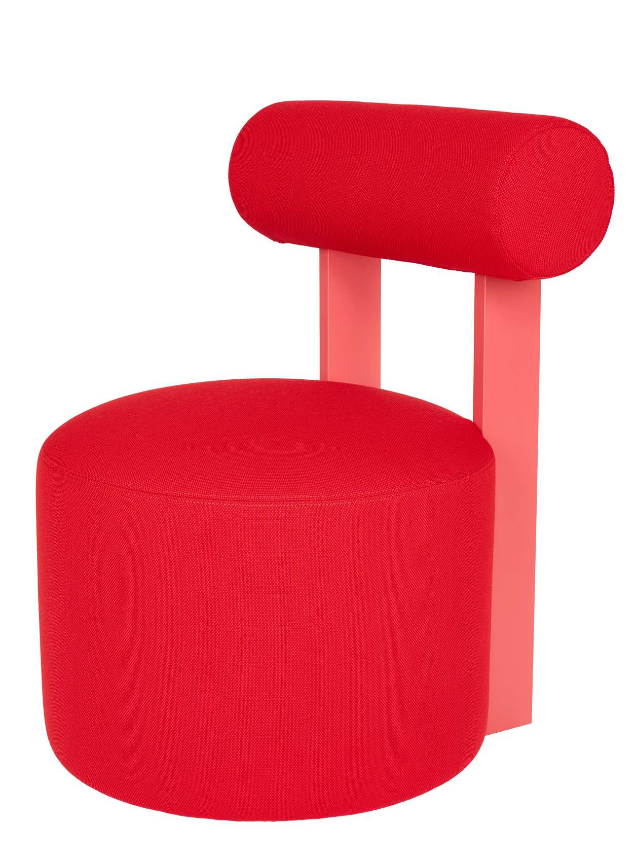 Roter Schönbuch Hocker Faye mit Rückenlehne, gepolstert und modernem Design für Wohnraum.