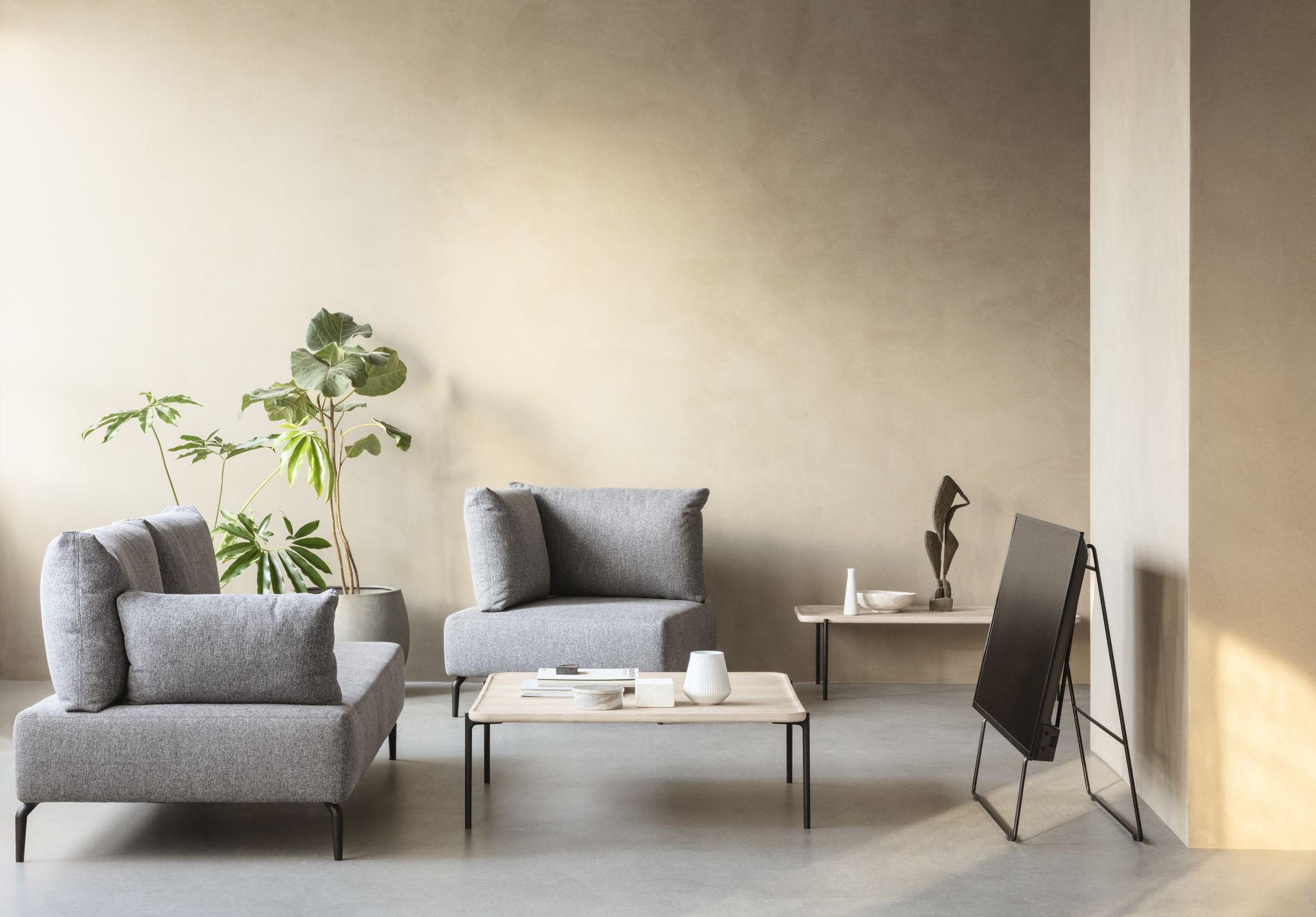 Savoye Tisch Eiche rechteckig von Eva Solo, weiß, 120x42 cm. Moderner Couchtisch für Wohnzimmer.