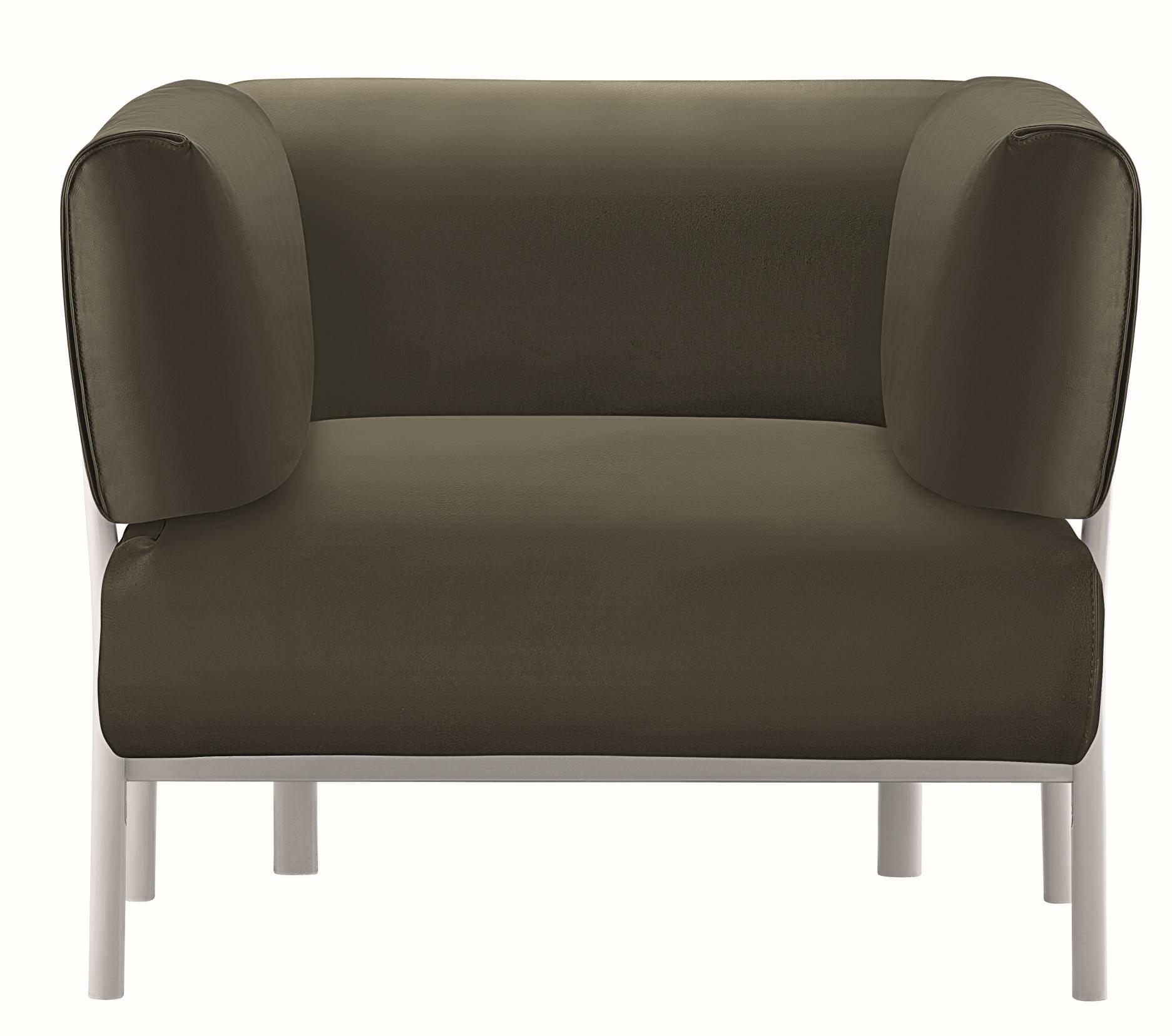 Eleven Sessel mit braunem Lederbezug und minimalistischem Design, ideal für Wohnzimmer und Büro.