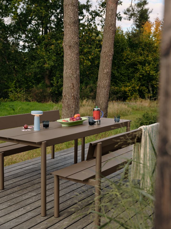 Linear Steel Bench Outdoor Bank mit Rückenlehne 170x34 cm Muuto