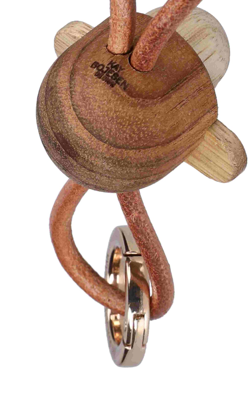 Affe Schlüsselanhänger goldfarbenes Metall mit Naturleder Kay Bojesen