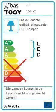 Energielabel der Tooy Molly Pendelleuchte 556.22: Enthält fest verbaute LED-Lampen, die nicht austauschbar sind.