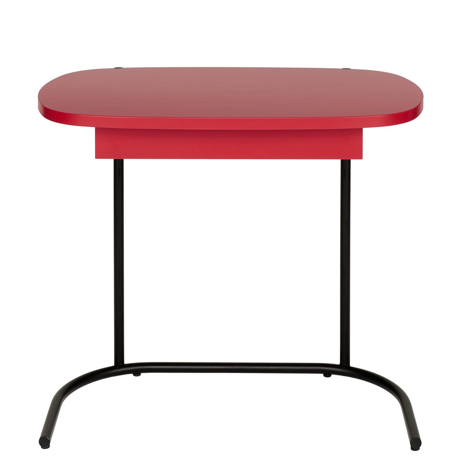 Roter Schönbuch Tori Sekretär Schreibtisch mit schwarzem Metallgestell, ideal für kleine Arbeitsbereiche.