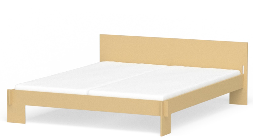 Siebenschläfer Bett mit Kopfteil Nils Holger Moormann B 180 x L 200 cm - MDF natur