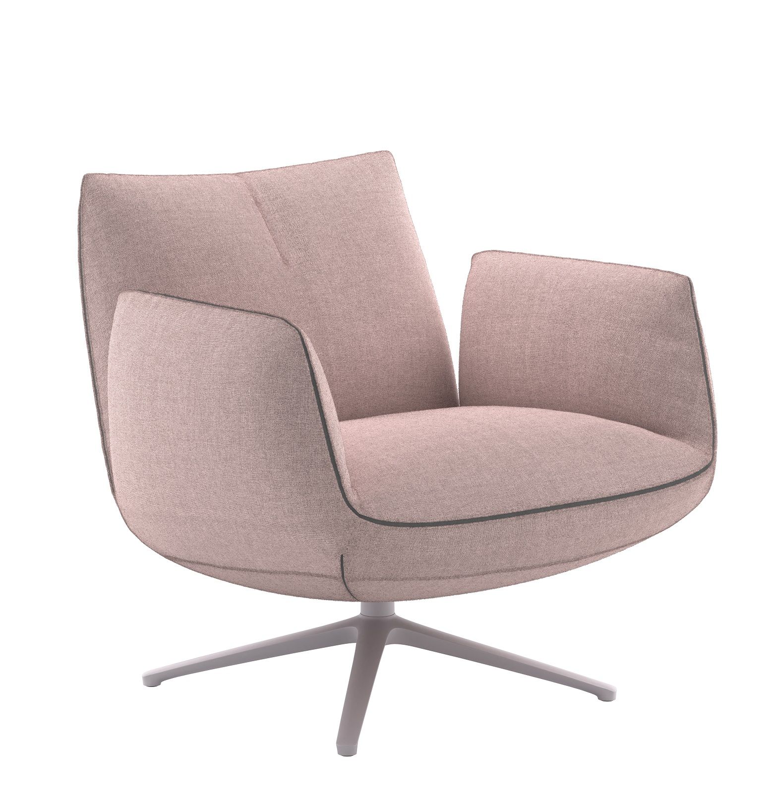 Jalis Clubsessel von Cor mit 4-Fuß-Gestell, rosafarben, Stoffbezug, Drehsessel für Wohnzimmer und Büro.