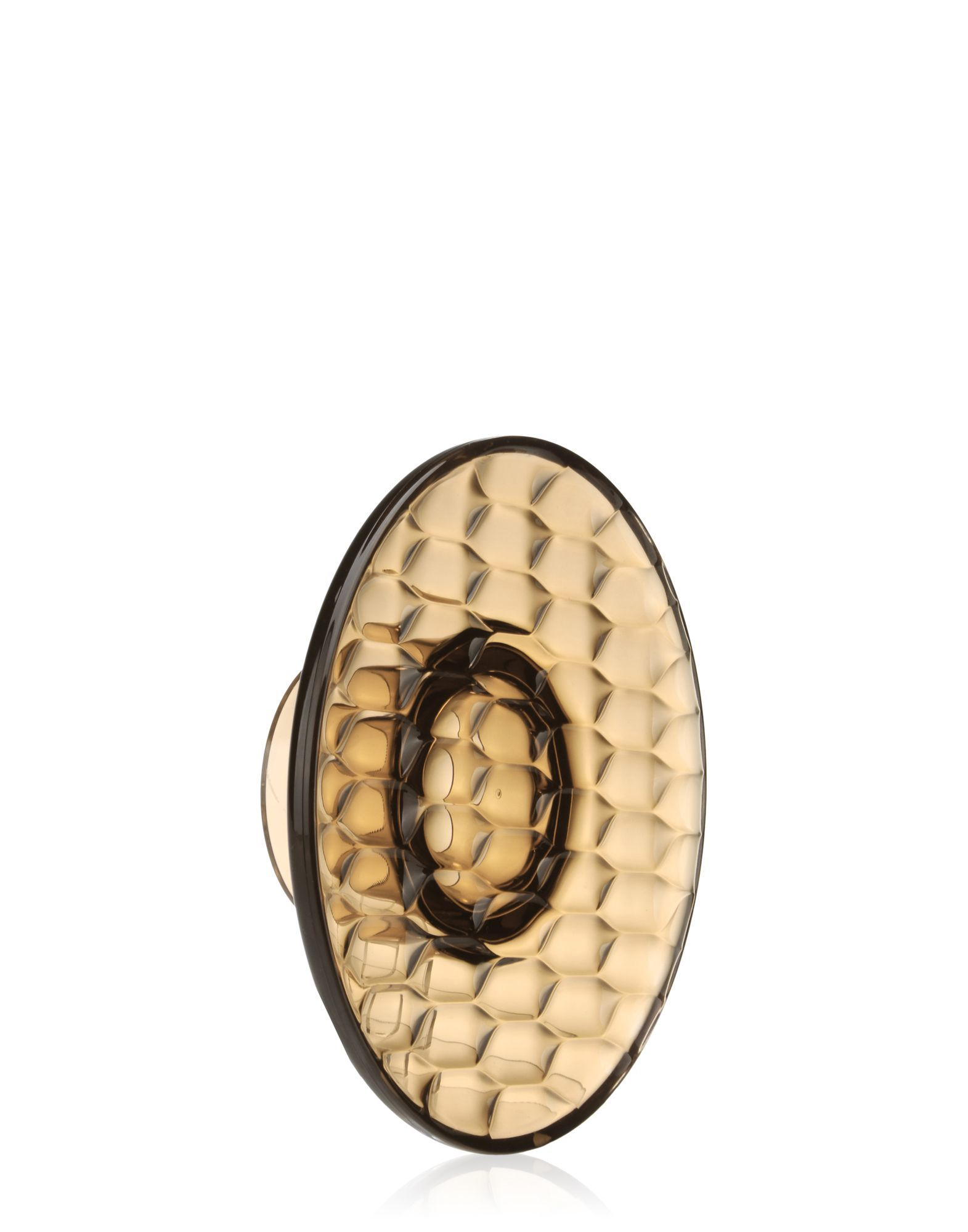 Nahaufnahme des bernsteinfarbenen Jellies Coat Hangers Garderobenhakens von Kartell mit geometrischem Muster.