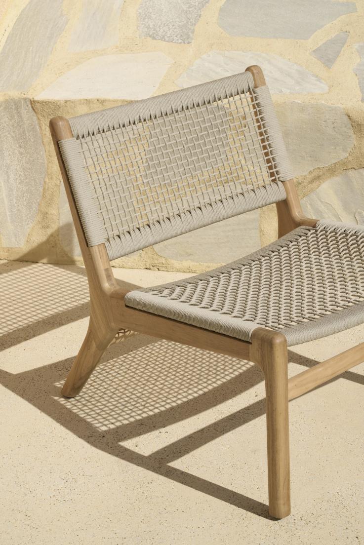 Jack Woven Outdoor Loungsessel Teak Kordel Beige Ethnicraft