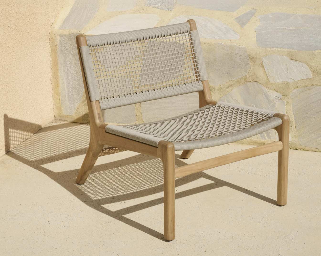 Jack Woven Outdoor Loungsessel Teak Kordel Beige Ethnicraft