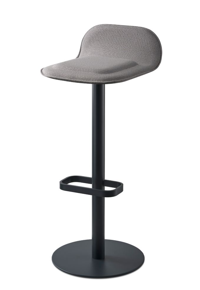 Dave Barhocker in Anthrazit mit hellgrauem Sitzpolster, moderner Barstuhl für Küche oder Bar.