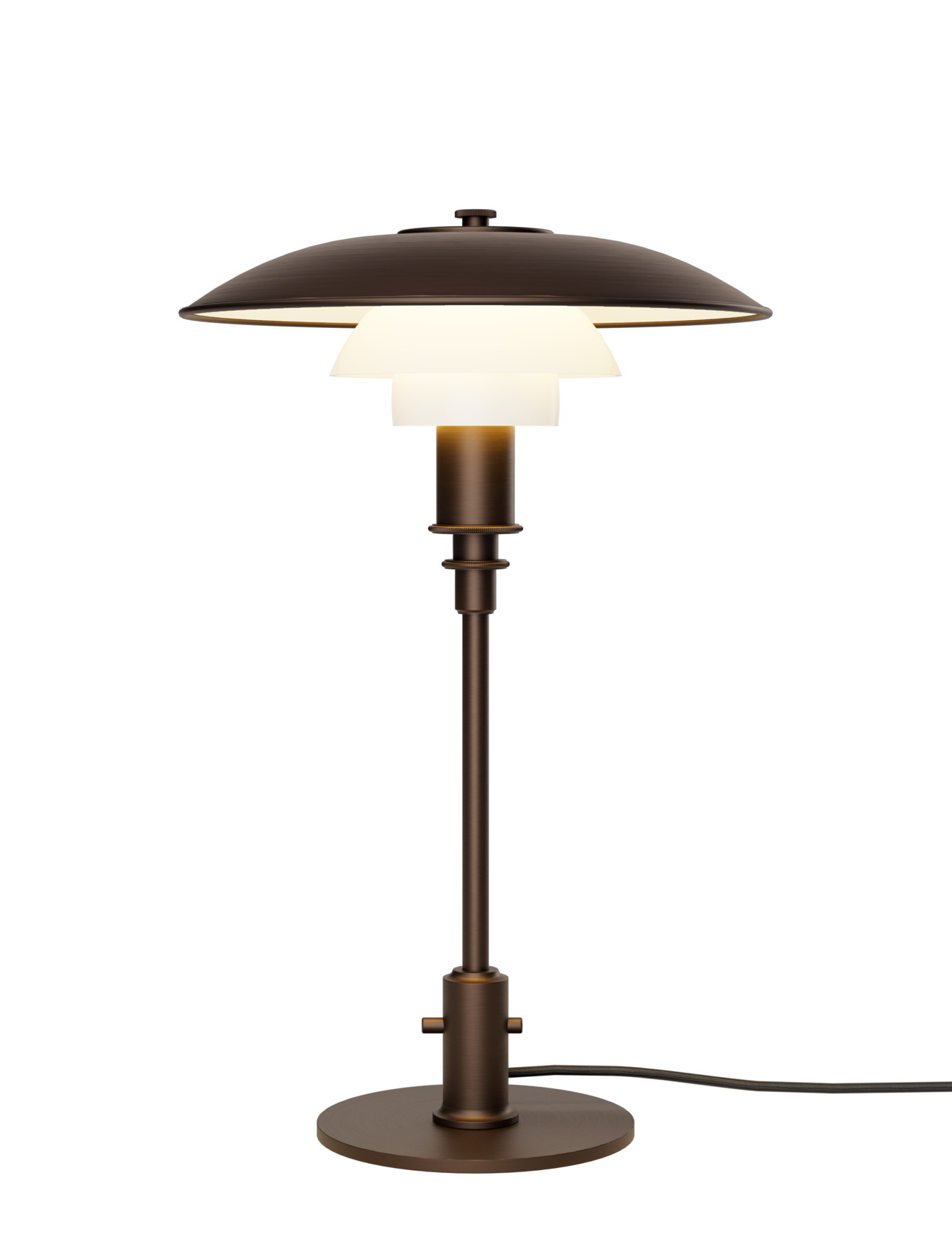 PH 3/2 Aged Brass Opal Tischleuchte Louis Poulsen