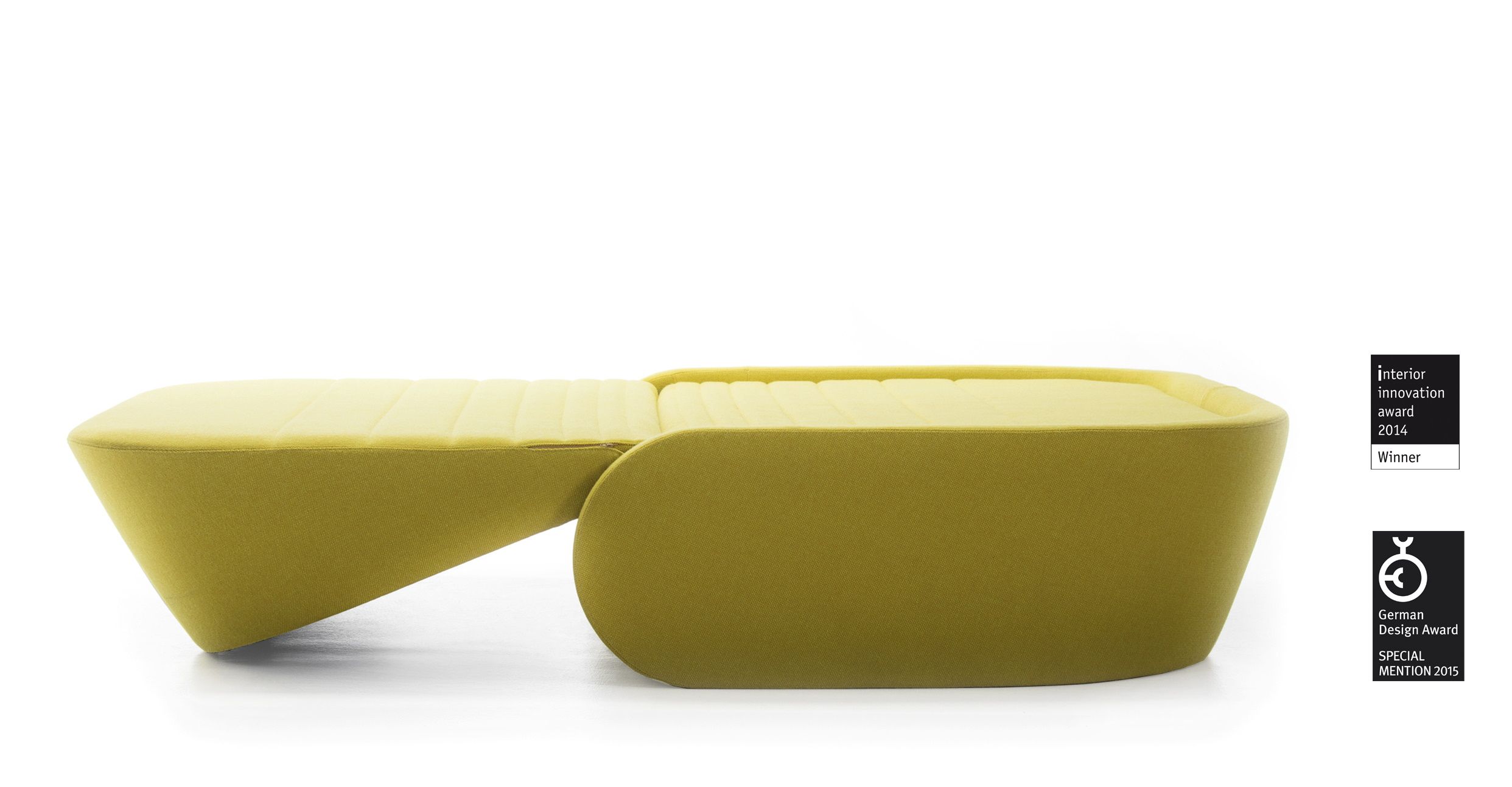 Up-lift Schlafsofa von Prostoria in Gelb, modernes Design Schlafgelegenheit für Wohnzimmer und Gästezimmer.