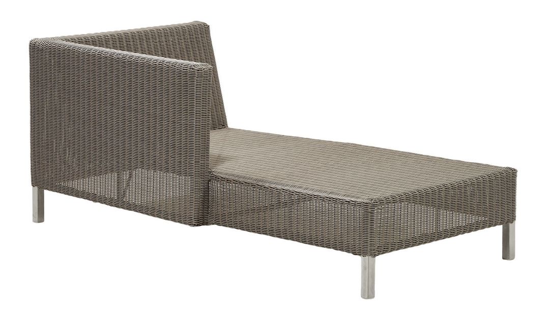 Connect Chaiselongue von Cane-Line, rechts, aus Rattan-Geflecht mit Metallbeinen für den Außenbereich.