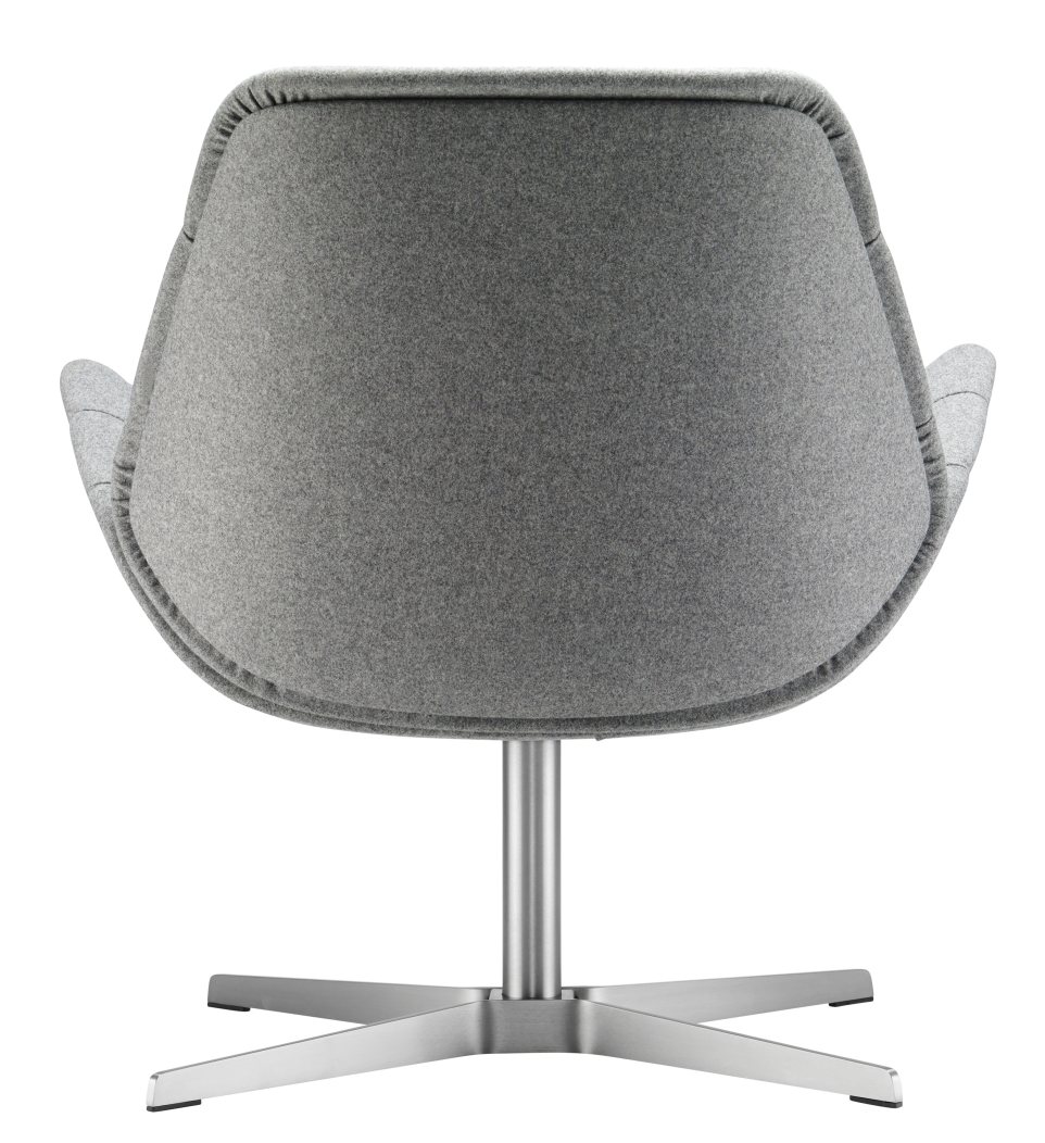 Rückansicht des grauen Thonet 809 Lounge-Sessels mit Drehfuß aus Metall.