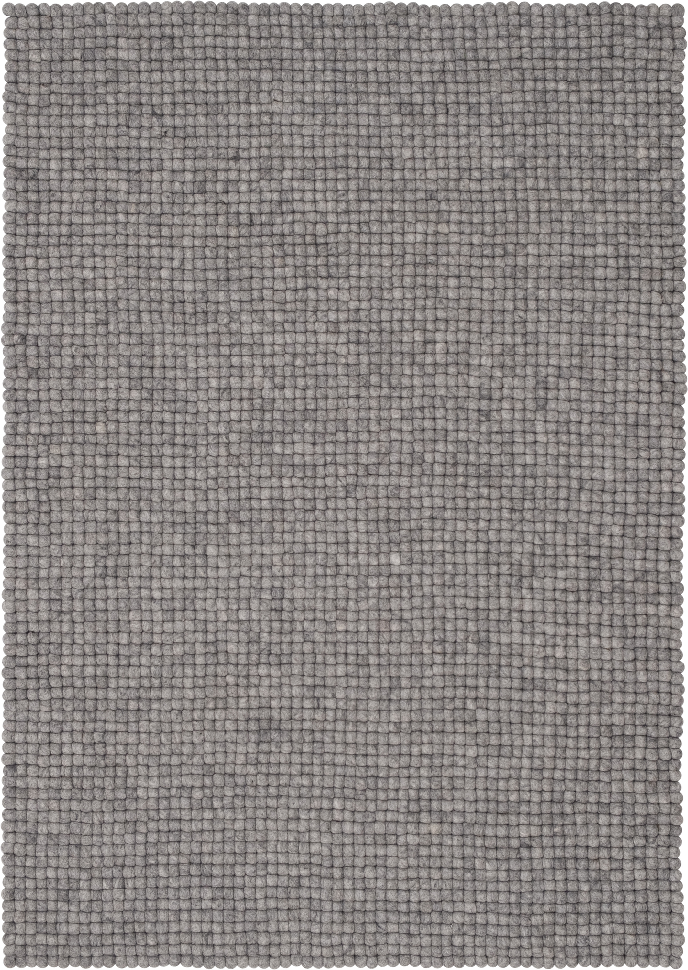 Grauer Filzkugel Teppich 160x230 cm von Myfelt. Handgefertigter Wollteppich aus Filzkugeln.