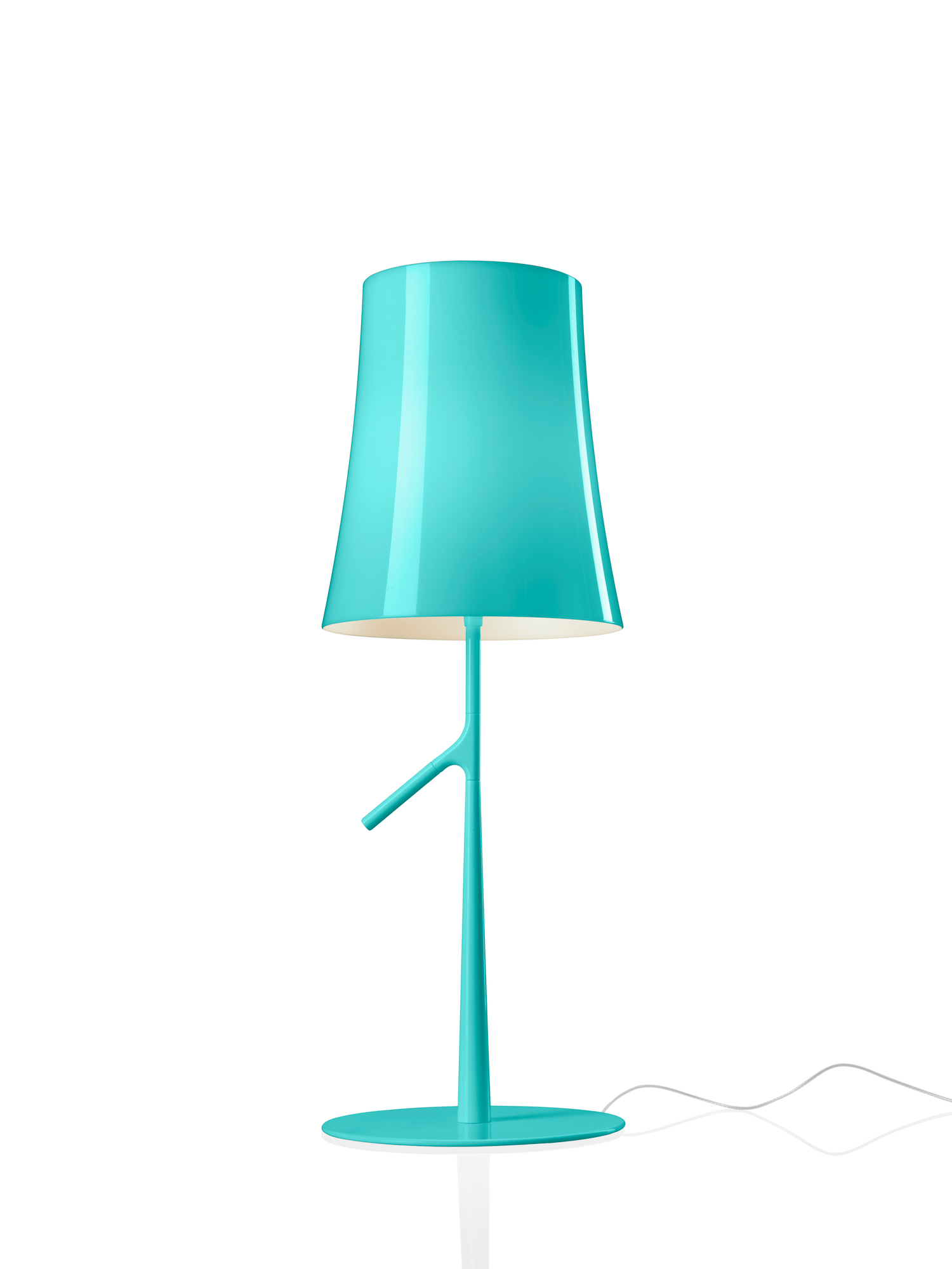 Birdie Piccola LED Tischleuchte von Foscarini in Aqua Grün, moderne Tischlampe für Wohnzimmer und Büro.