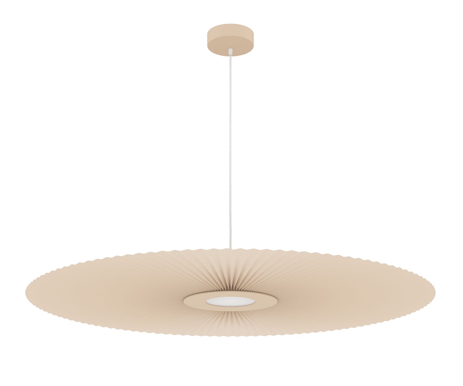 Beige Carmen Pendelleuchte von Hartô, große Hängelampe mit plissiertem Lampenschirm und LED-Licht.