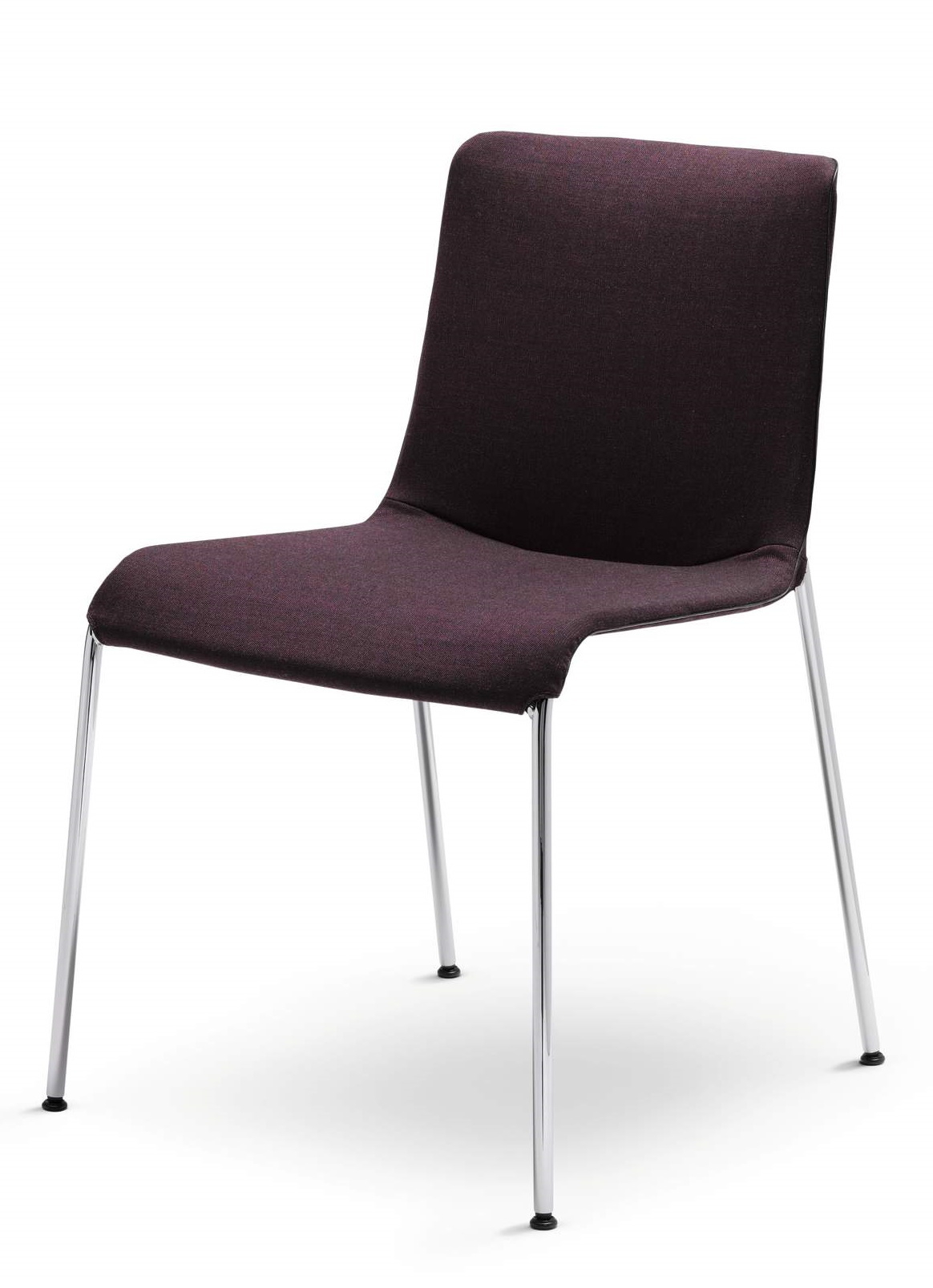Liz Stuhl von Walter Koll, gepolstert in dunklem Lila, mit verchromtem Stahlgestell.