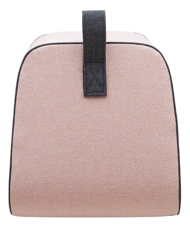 Nector Hocker: Rosa Sitzhocker mit Tragegriff, ideal als Fußhocker oder Sitzgelegenheit.