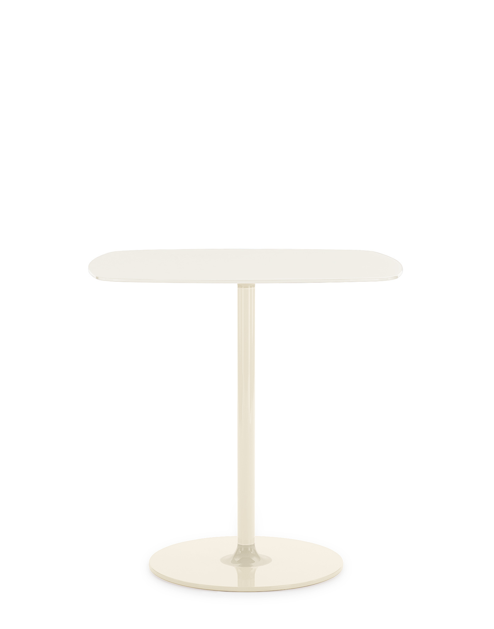 Weißer Thierry Bistrot Tisch von Kartell, runder Fuß, minimalistisches Design für moderne Innenräume.